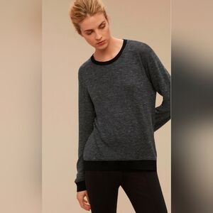 Wilfred/Aritzia Berri Charcoal and Black Crew Neck Wool Blend Sweater